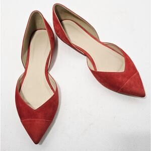 J.Crew Sadie Flats Suede Vibrant Flame Red Shoes Size 8.5 Retail: $98